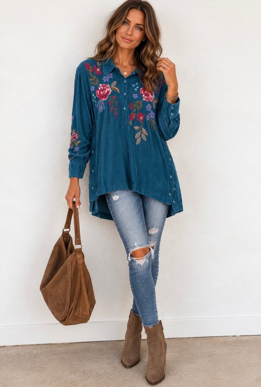 JOHNNY WAS Side Button Henley Tunic NWT Size SMALL